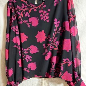 Floral Black and Pink Women's blouse